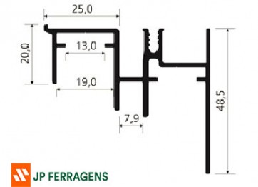 RM-006 PERFIL SUPERIOR DUPLO ANOD C/ 6M P KIT SS-200 ROMETAL