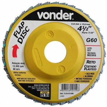 Disco Flap Disc Reto 4.1/2 G 60 Vonder