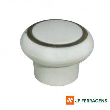 PUXADOR PLASTICO PONTO REF 70 BRANCO COM ANEL DOURADO GECELE